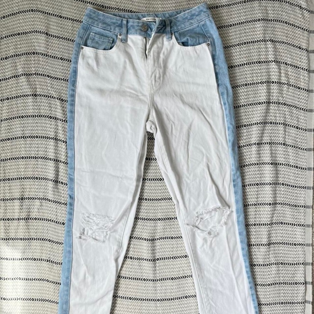 PacSun white and blue denim jeans